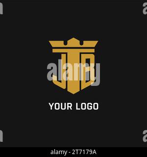 JB initial logo with shield and crown style design ideas Stock Vector