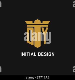 DY initial logo with shield and crown style design ideas Stock Vector