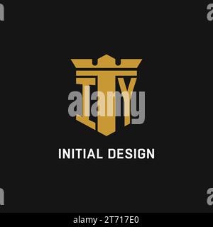 IY initial logo with shield and crown style design ideas Stock Vector