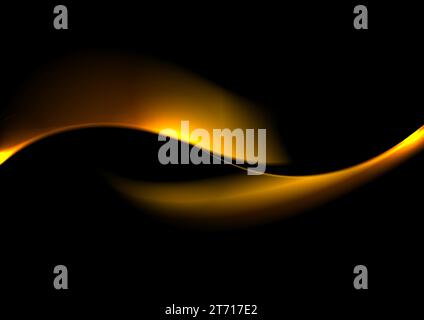 Liquid abstract golden waves on black background. Smooth blurred vector design Stock Vector
