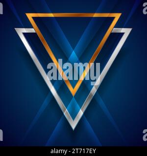Golden and silver glossy triangles abstract technology background. Vector design Stock Vector