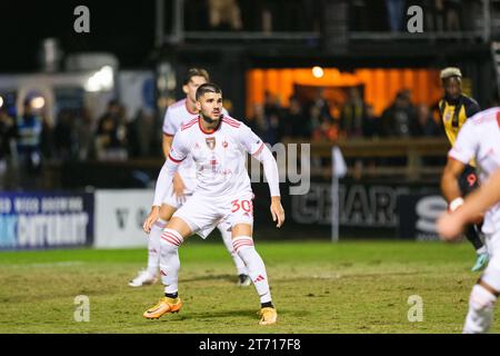 Charleston, South Carolina, USA. November 12, 2023, Charleston, South Carolina, USA: Phoenix Rising FC defender ALEJANDRO FUENMAYOR (30) during the game against the Charleston Battery (Credit Image: © Maxwell Vittorio/ZUMA Press Wire) EDITORIAL USAGE ONLY! Not for Commercial USAGE! Credit: ZUMA Press, Inc./Alamy Live News Stock Photo