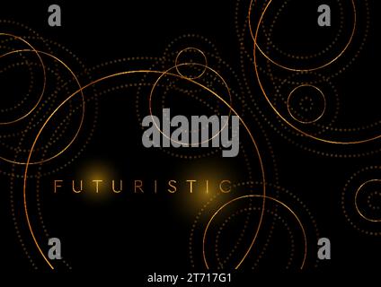 Luxury golden circles abstract geometric tech background. Vector design Stock Vector