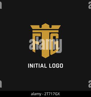 FG initial logo with shield and crown style design ideas Stock Vector