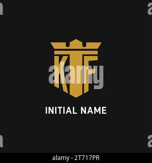 KF initial logo with shield and crown style design ideas Stock Vector