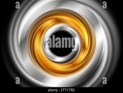 Golden and silver glossy smooth circles abstract background. Vector design Stock Vector