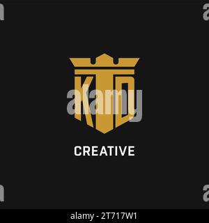KD initial logo with shield and crown style design ideas Stock Vector