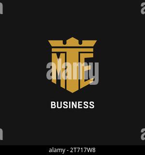 ME initial logo with shield and crown style design ideas Stock Vector