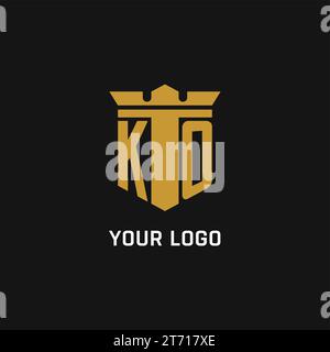 KO initial logo with shield and crown style design ideas Stock Vector