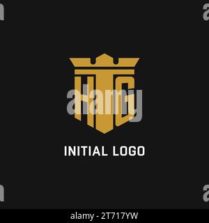 HG initial logo with shield and crown style design ideas Stock Vector