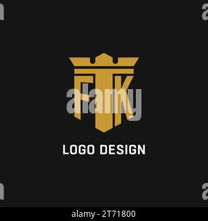 FK initial logo with shield and crown style design ideas Stock Vector