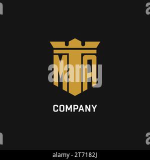 MA initial logo with shield and crown style design ideas Stock Vector