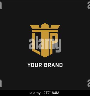 LP initial logo with shield and crown style design ideas Stock Vector