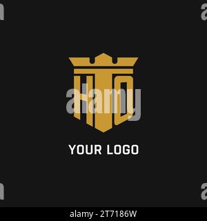 HO initial logo with shield and crown style design ideas Stock Vector