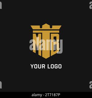 MB initial logo with shield and crown style design ideas Stock Vector
