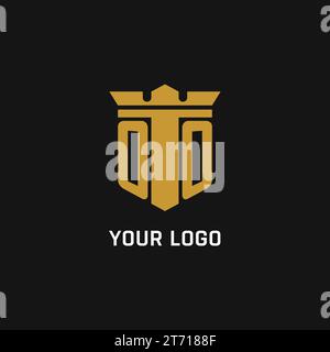 OO initial logo with shield and crown style design ideas Stock Vector