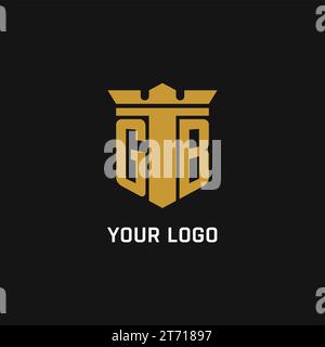 GB initial logo with shield and crown style design ideas Stock Vector