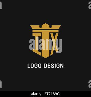 IX initial logo with shield and crown style design ideas Stock Vector