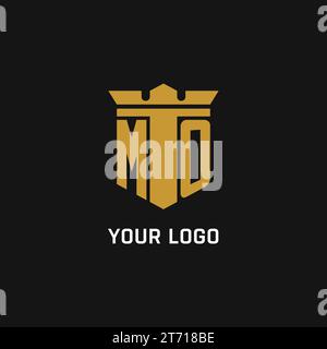 MO initial logo with shield and crown style design ideas Stock Vector