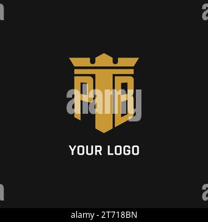 PB initial logo with shield and crown style design ideas Stock Vector