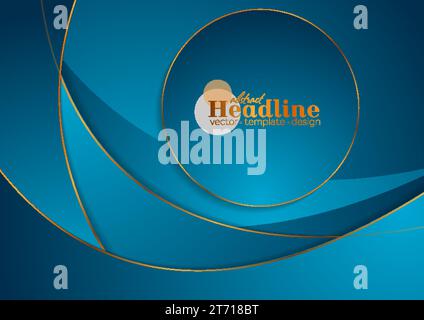 Blue and bronze corporate wavy background with circle. Vector graphic design Stock Vector