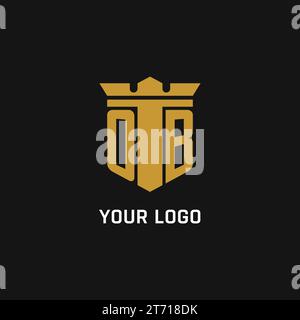 OB initial logo with shield and crown style design ideas Stock Vector