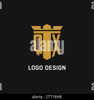 QX initial logo with shield and crown style design ideas Stock Vector