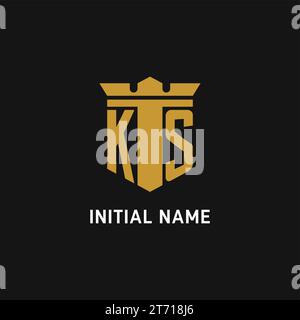KS initial logo with shield and crown style design ideas Stock Vector