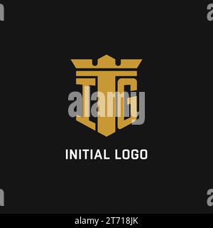 IG initial logo with shield and crown style design ideas Stock Vector