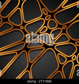 Luxury golden grid pattern abstract tech background. Vector geometric design Stock Vector