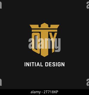 OY initial logo with shield and crown style design ideas Stock Vector