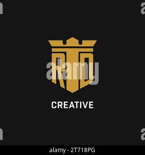 RD initial logo with shield and crown style design ideas Stock Vector