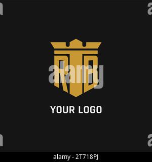 RB initial logo with shield and crown style design ideas Stock Vector