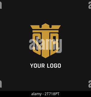 SB initial logo with shield and crown style design ideas Stock Vector