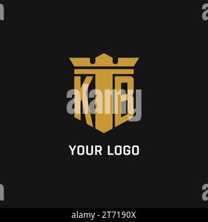 KB initial logo with shield and crown style design ideas Stock Vector