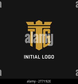 TG initial logo with shield and crown style design ideas Stock Vector