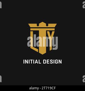 LY initial logo with shield and crown style design ideas Stock Vector