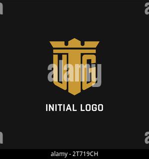 UG initial logo with shield and crown style design ideas Stock Vector