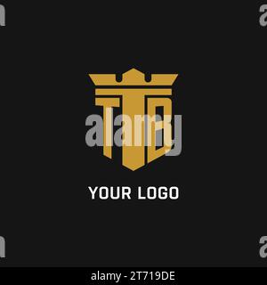 TB initial logo with shield and crown style design ideas Stock Vector