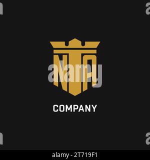 NA initial logo with shield and crown style design ideas Stock Vector