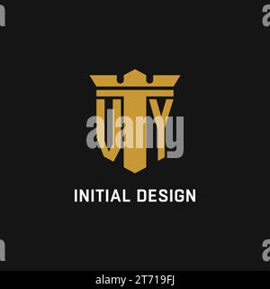 VY initial logo with shield and crown style design ideas Stock Vector