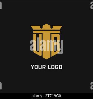 UB initial logo with shield and crown style design ideas Stock Vector
