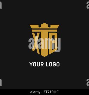 XB initial logo with shield and crown style design ideas Stock Vector