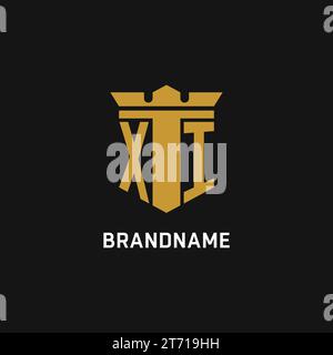 XI initial logo with shield and crown style design ideas Stock Vector