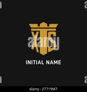 XS initial logo with shield and crown style design ideas Stock Vector