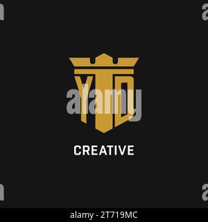 YD initial logo with shield and crown style design ideas Stock Vector