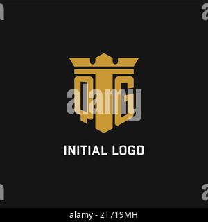 QG initial logo with shield and crown style design ideas Stock Vector