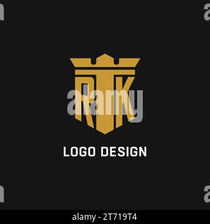 RK initial logo with shield and crown style design ideas Stock Vector