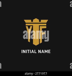 YF initial logo with shield and crown style design ideas Stock Vector