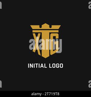 XG initial logo with shield and crown style design ideas Stock Vector